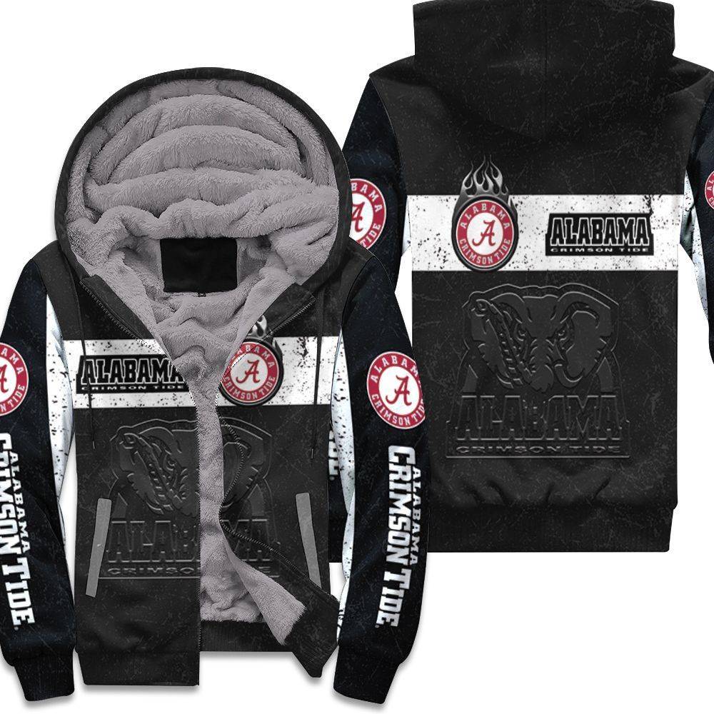 Alabama Crimson Tide Black And White Design For Fan 3D Unisex Fleece Hoodie