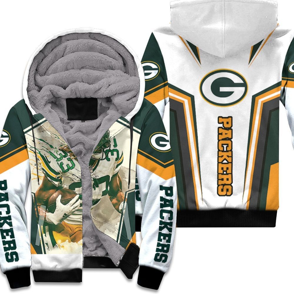 Aaron Jones 33 Green Bay Packers Nfc North Division Champions Super Bowl 2021 Unisex Fleece Hoodie