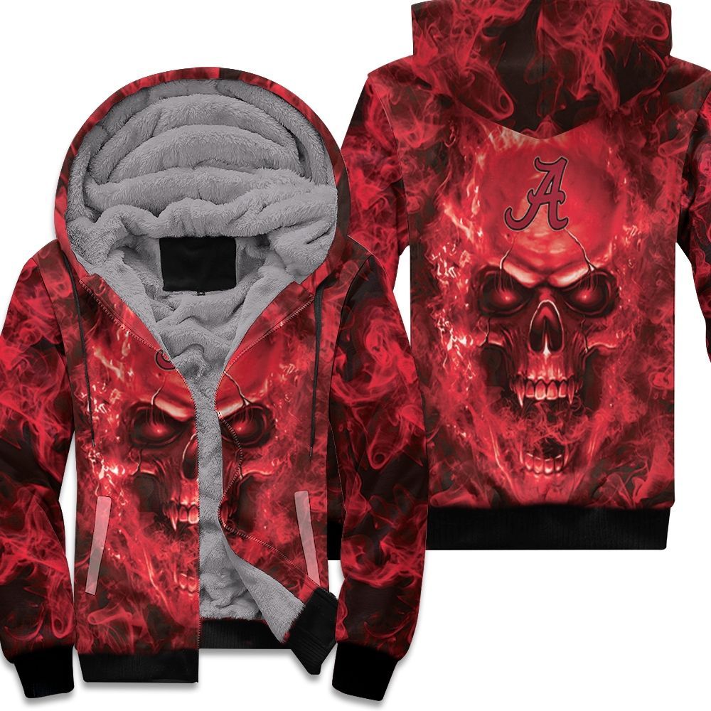 Alabama Crimson Tide Ncaa Fans Skull Unisex Fleece Hoodie