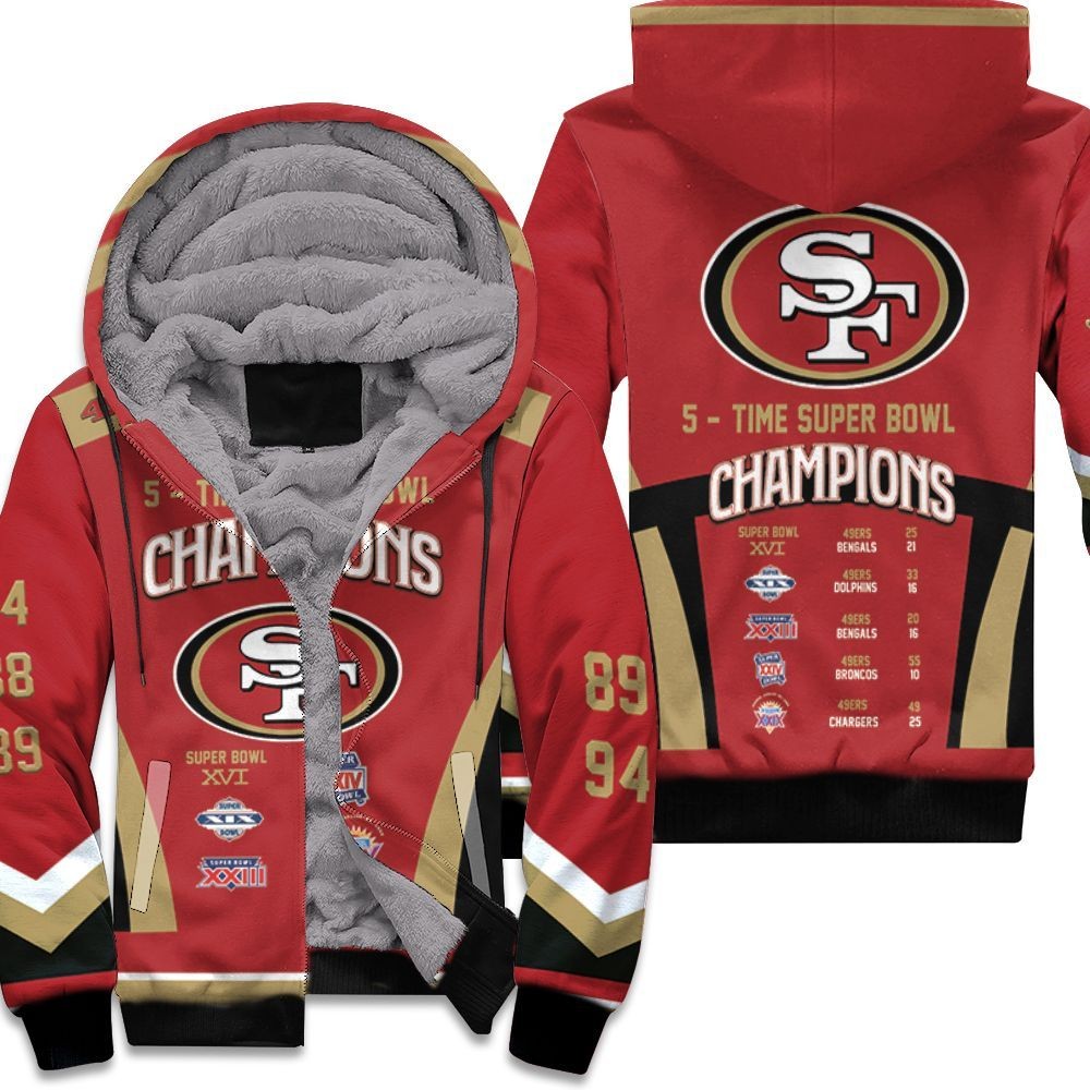 5 Times Super Bowl Champions San Francisco 49Ers All Prizes 3D Unisex Fleece Hoodie