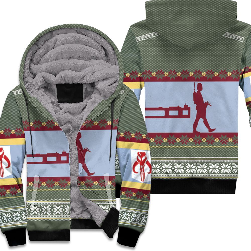 Boba Fett Nordic Christmas Knitting Pattern 3D Unisex Fleece Hoodie