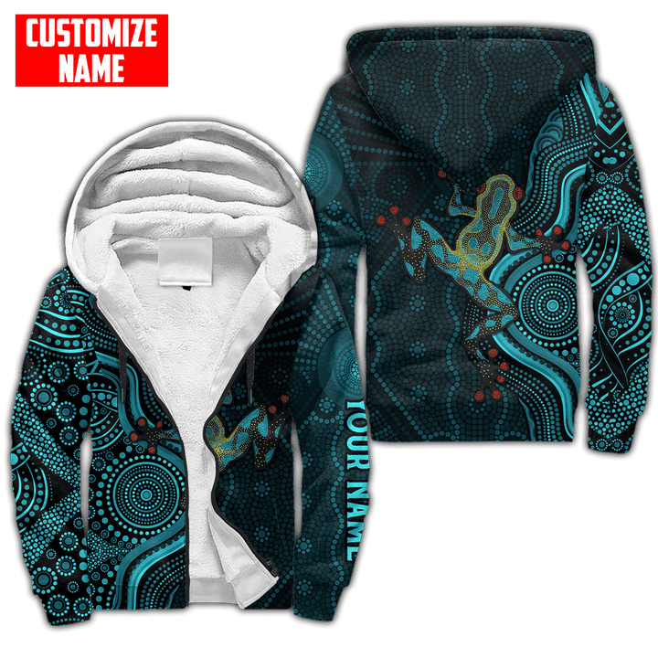 Aboriginal Tiddalik Indigenous Fleece Zip-Up Hoodie Tmarc Tee HT0001