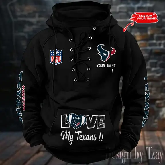 Houston Texans Men Hooded Lace up Hoodie