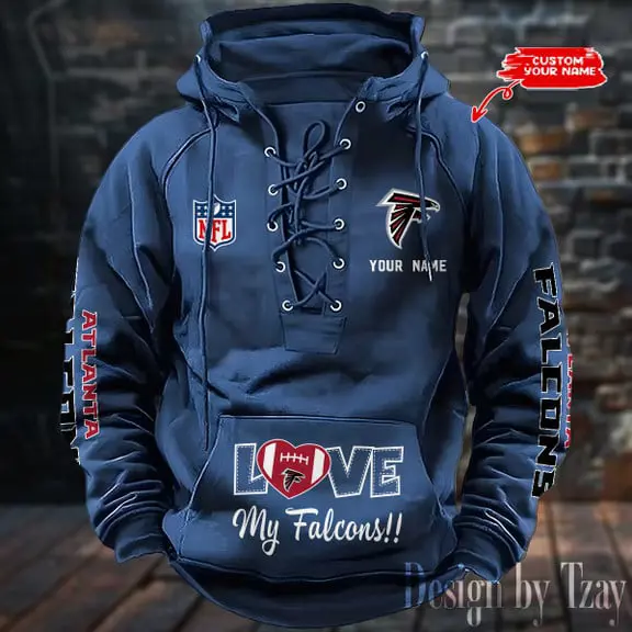 Atlanta Falcons Men Hooded Lace up Hoodie
