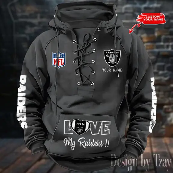 Las Vegas Raiders Men Hooded Lace up Hoodie