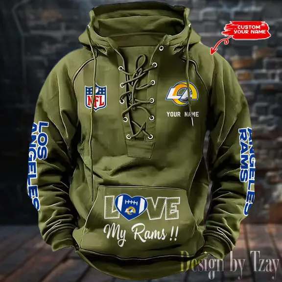 Los Angeles Rams Men Hooded Lace up Hoodie