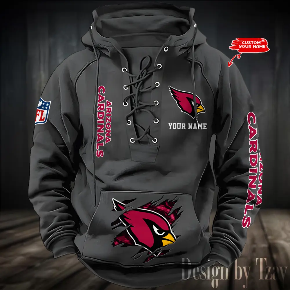 Arizona Cardinals Men Hooded Lace up Hoodie