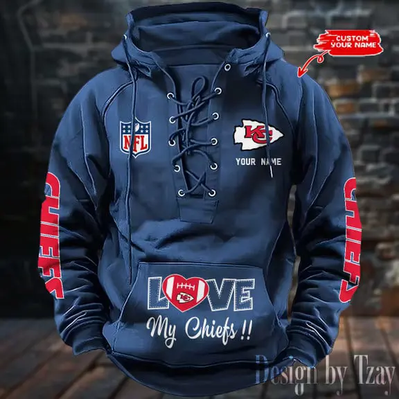 Kansas City Chiefs Men Hooded Lace up Hoodie