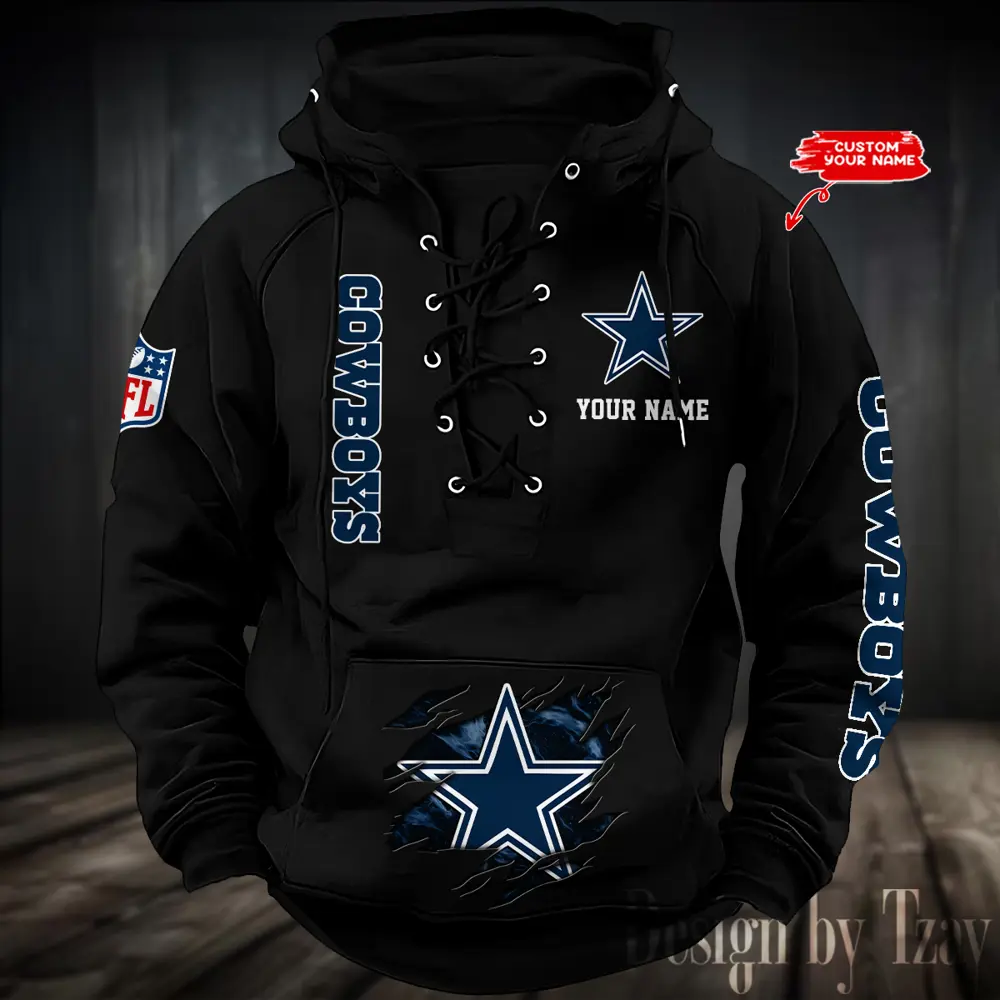 Dallas Cowboys Men Hooded Lace up Hoodie