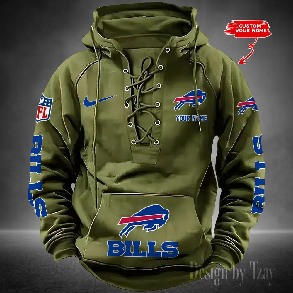 Buffalo Bills Men Hooded Lace up Hoodie