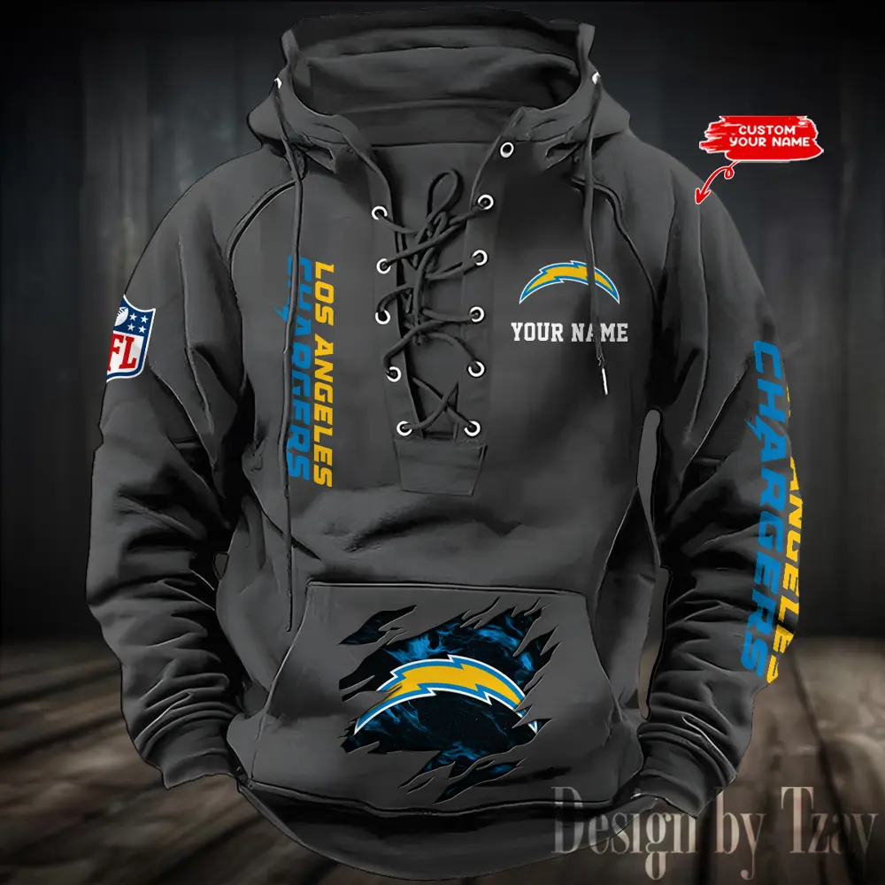 Los Angeles Chargers Men Hooded Lace up Hoodie