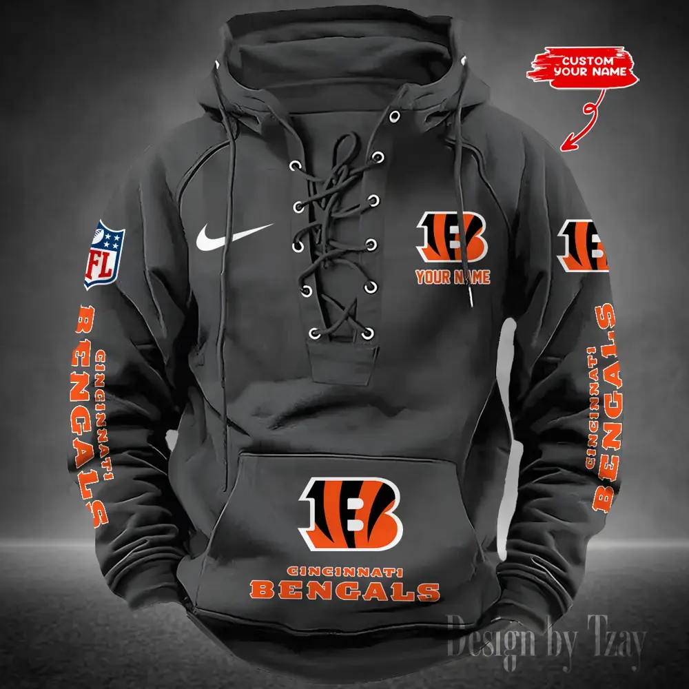 Cincinnati Bengals Men Hooded Lace up Hoodie