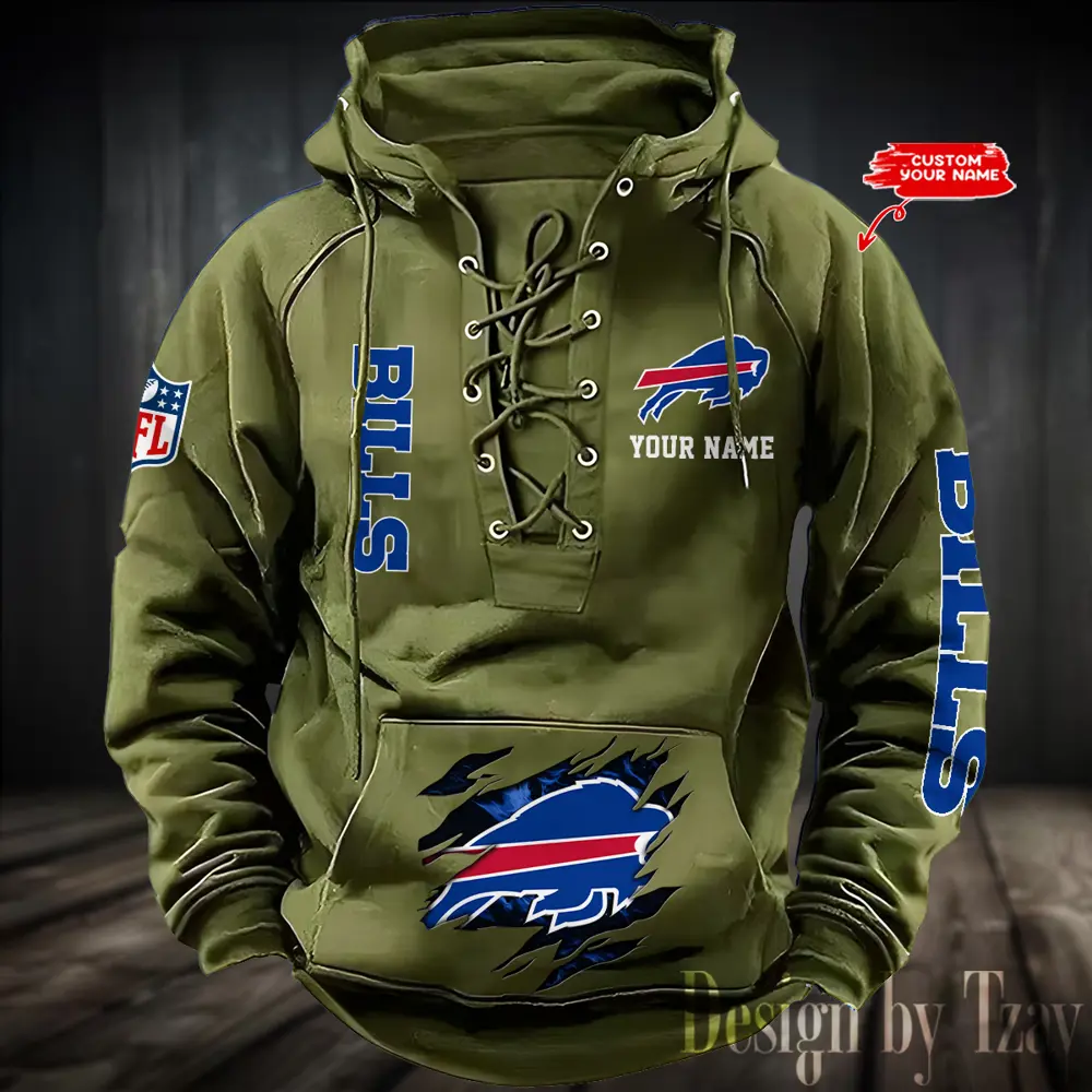 Buffalo Bills Men Hooded Lace up Hoodie