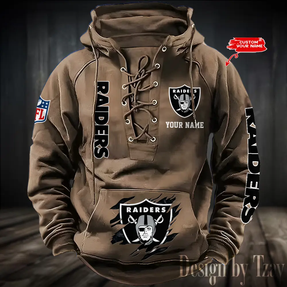 Las Vegas Raiders Men Hooded Lace up Hoodie