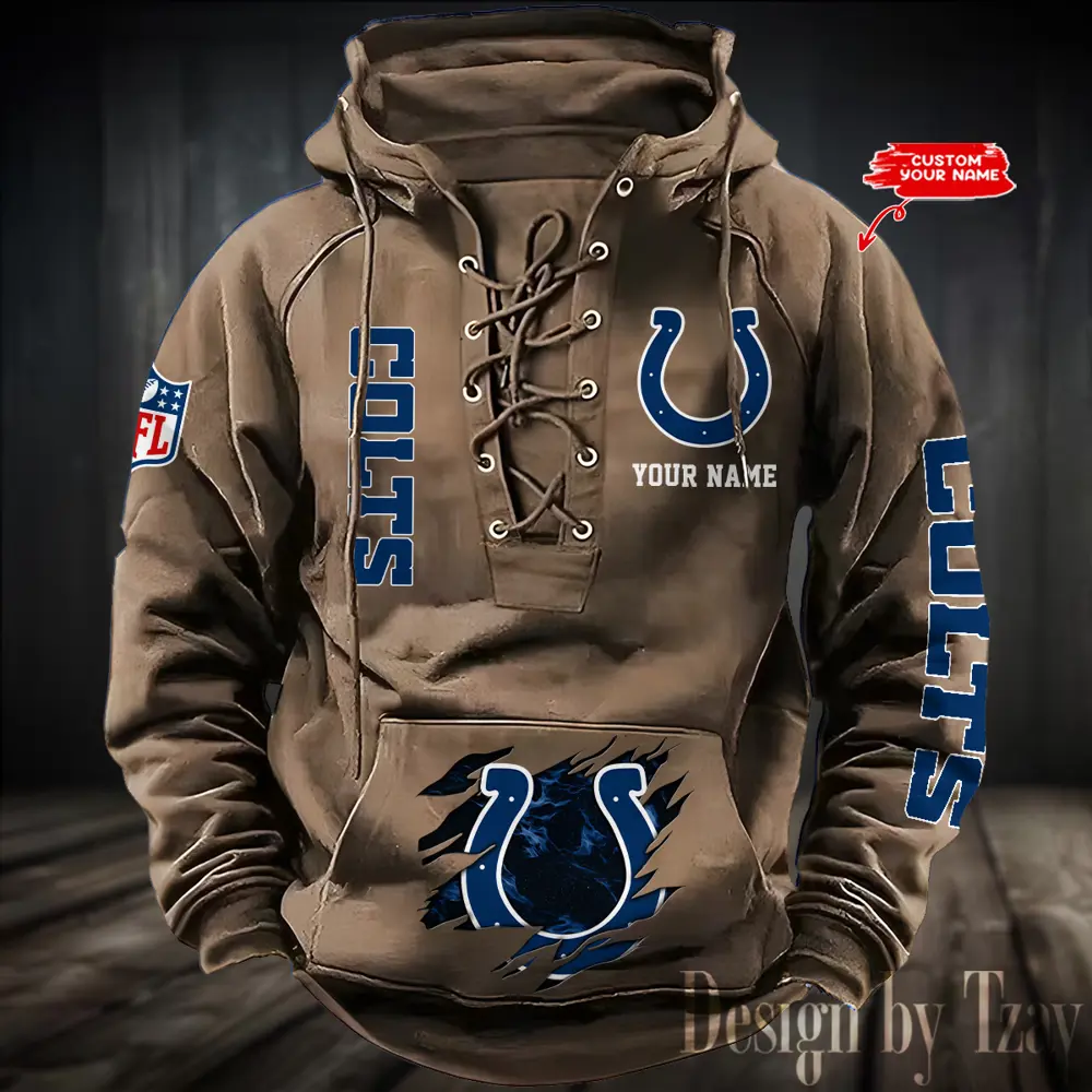 Indianapolis Colts Men Hooded Lace up Hoodie