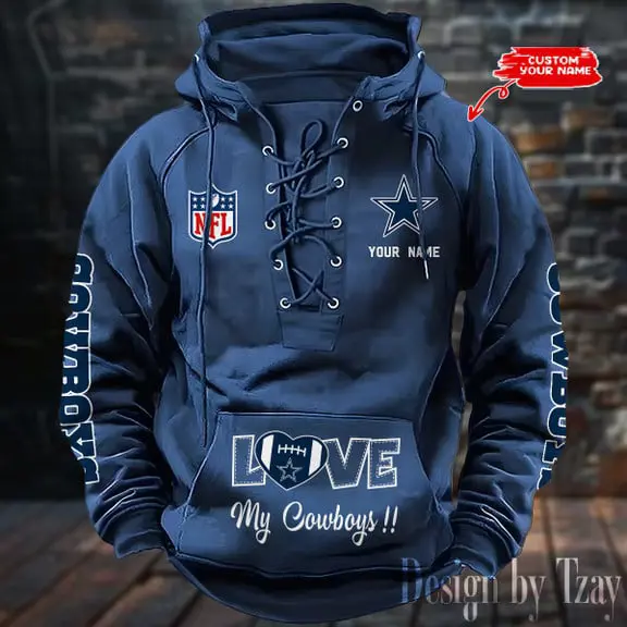 Dallas Cowboys Men Hooded Lace up Hoodie