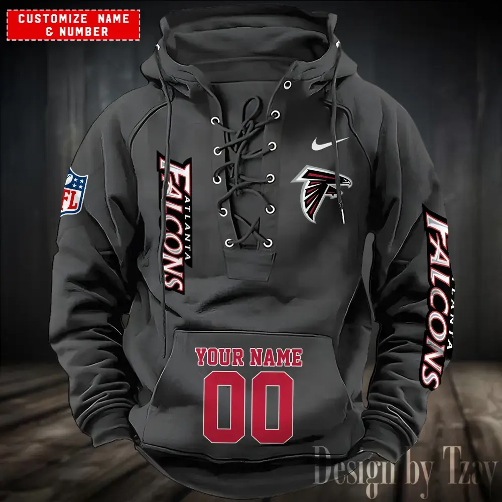 Atlanta Falcons Men Hooded Lace up Hoodie