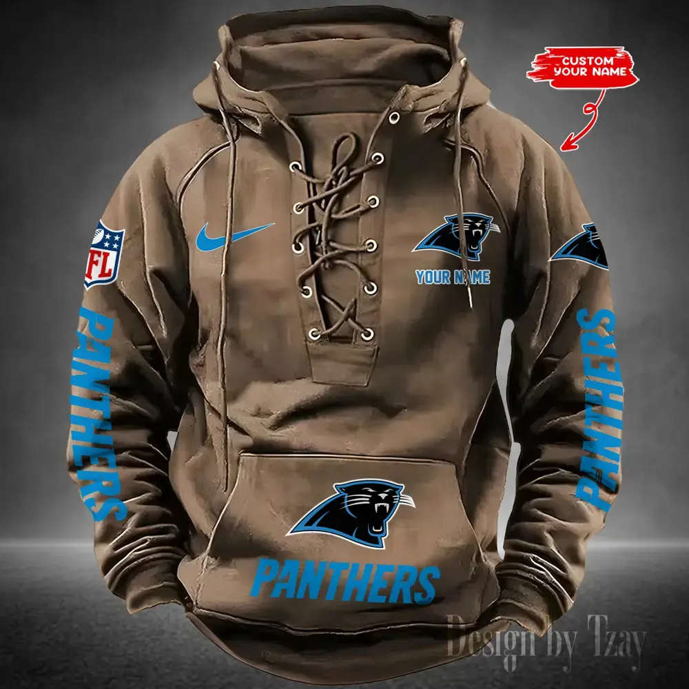 Carolina Panthers Men Hooded Lace up Hoodie