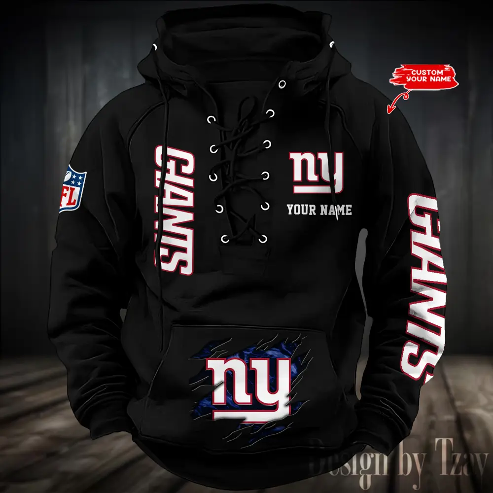 New York Giants Men Hooded Lace up Hoodie