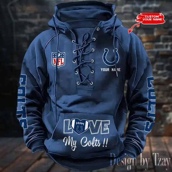 Indianapolis Colts Men Hooded Lace up Hoodie
