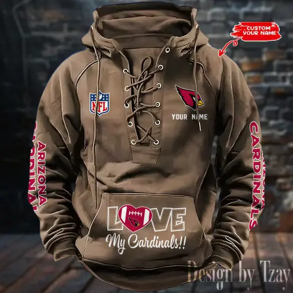 Arizona Cardinals Men Hooded Lace up Hoodie