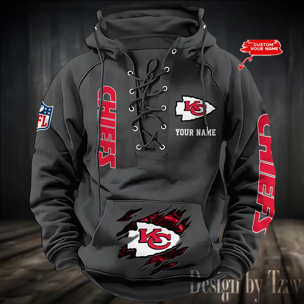 Kansas City Chiefs Men Hooded Lace up Hoodie