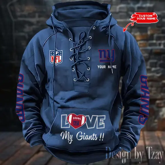New York Giants Men Hooded Lace up Hoodie