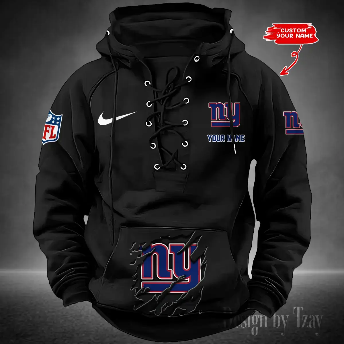 New York Giants Men Hooded Lace up Hoodie