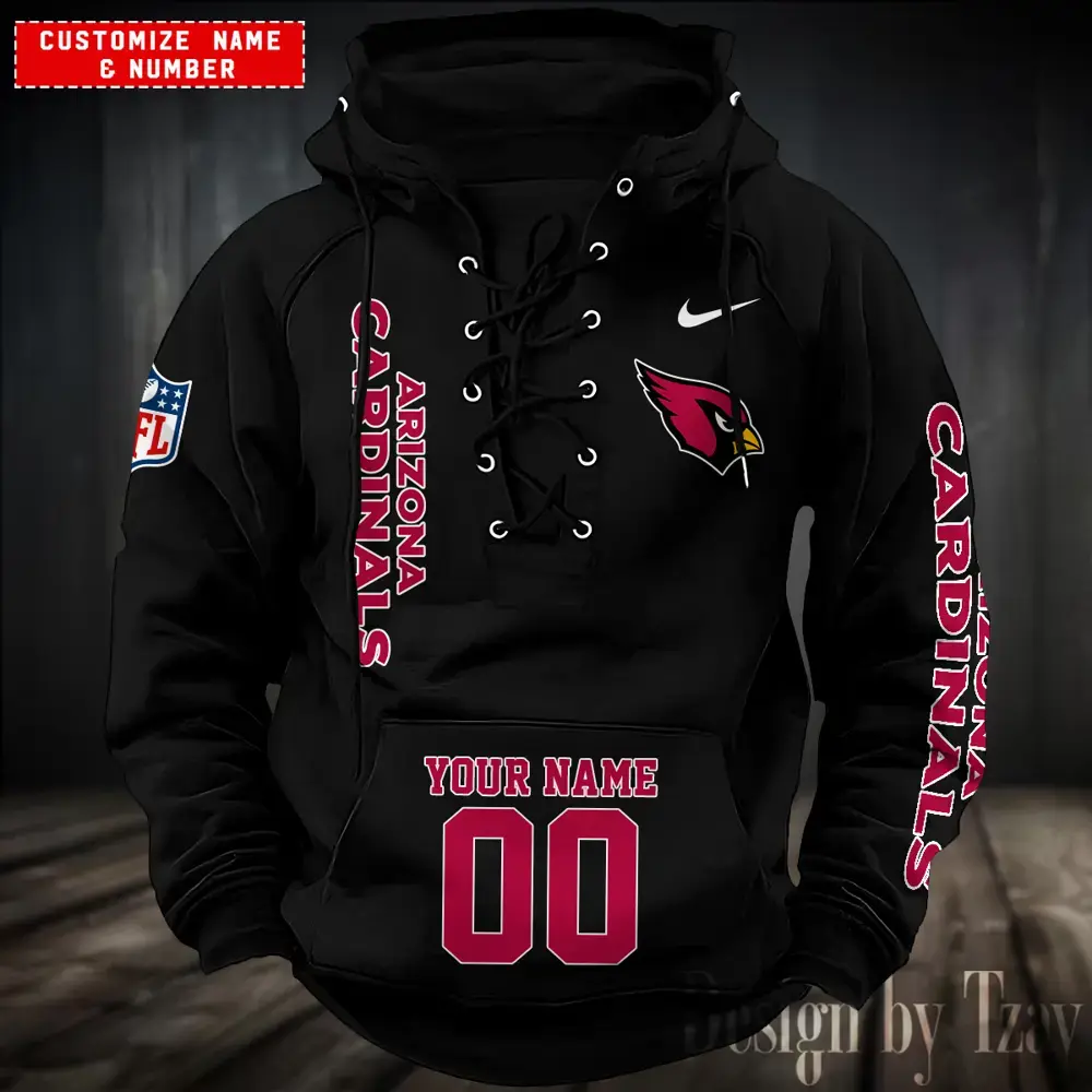 Arizona Cardinals Men Hooded Lace up Hoodie
