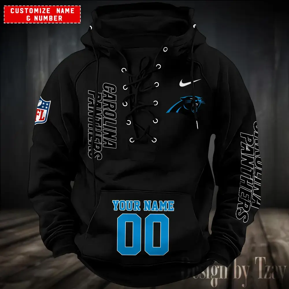 Carolina Panthers Men Hooded Lace up Hoodie