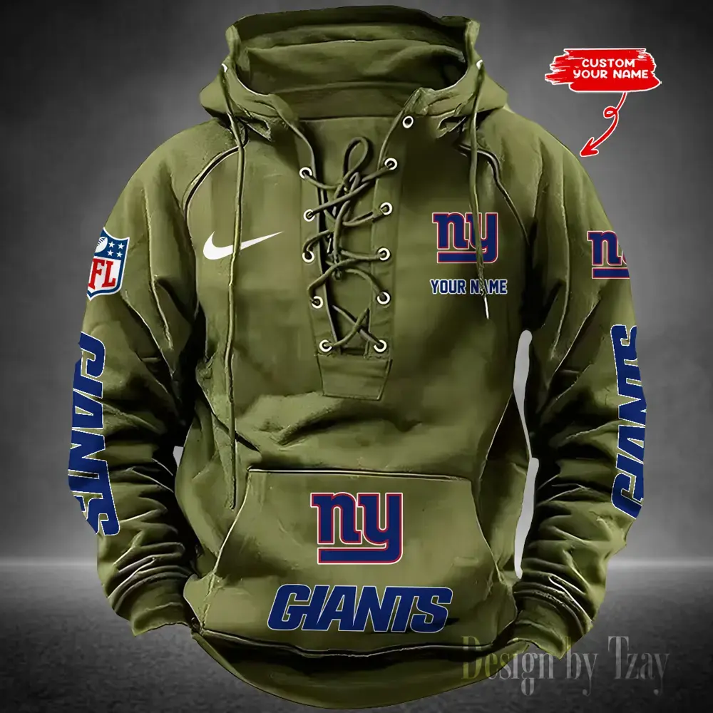 New York Giants Men Hooded Lace up Hoodie