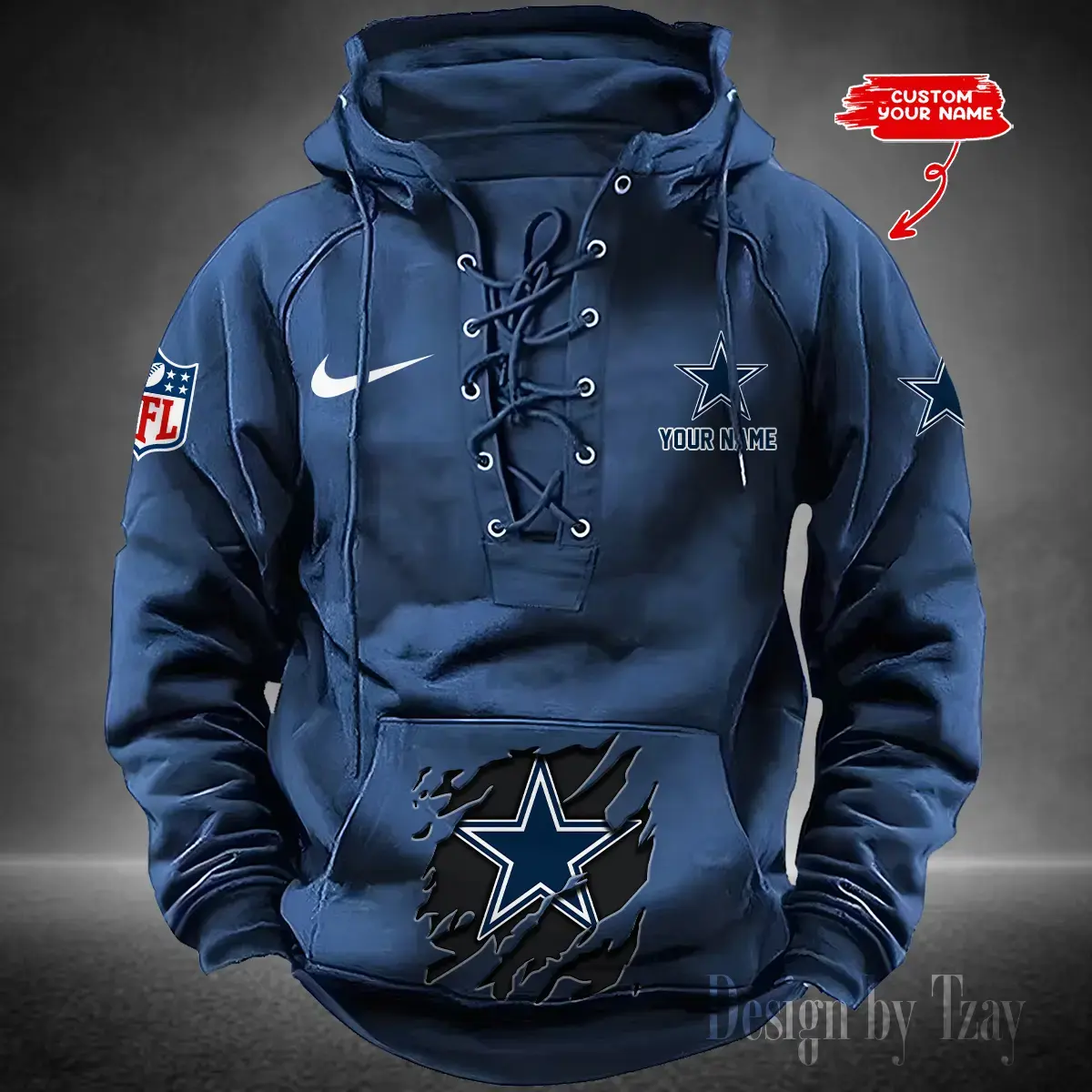 Dallas Cowboys Men Hooded Lace up Hoodie