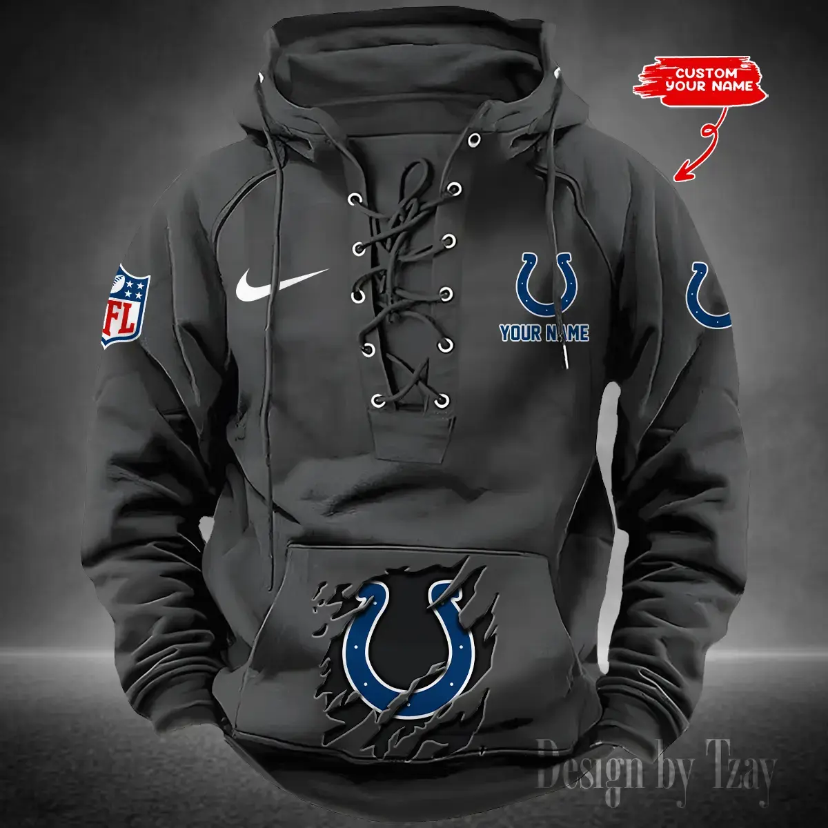 Indianapolis Colts Men Hooded Lace up Hoodie