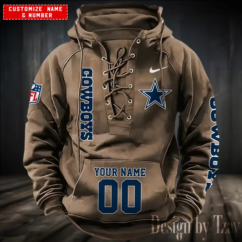 Dallas Cowboys Men Hooded Lace up Hoodie