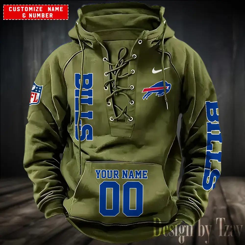 Buffalo Bills Men Hooded Lace up Hoodie