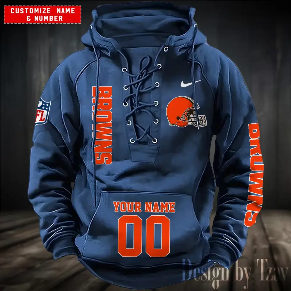 Cleveland Browns Men Hooded Lace up Hoodie