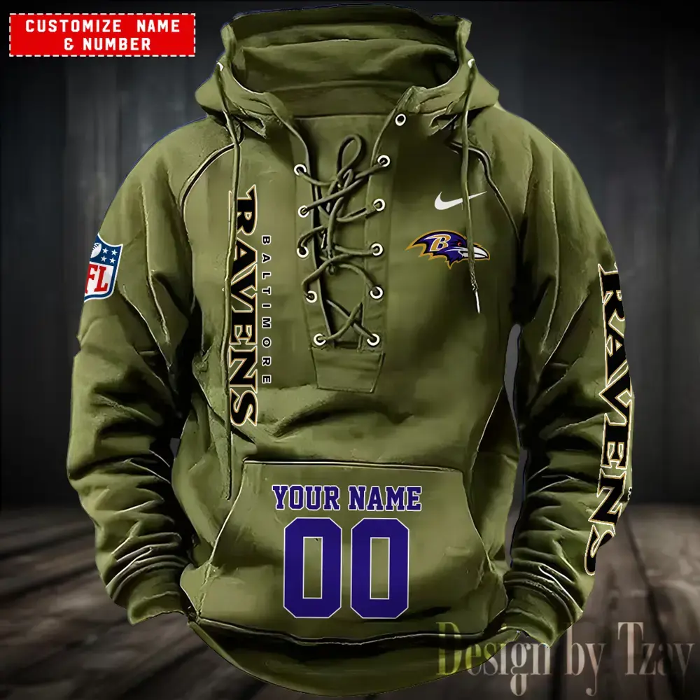Baltimore Ravens Men Hooded Lace up Hoodie