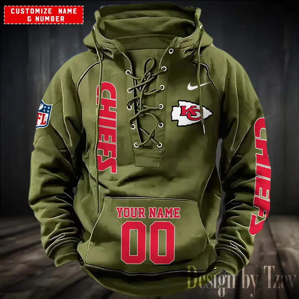 Kansas City Chiefs Men Hooded Lace up Hoodie