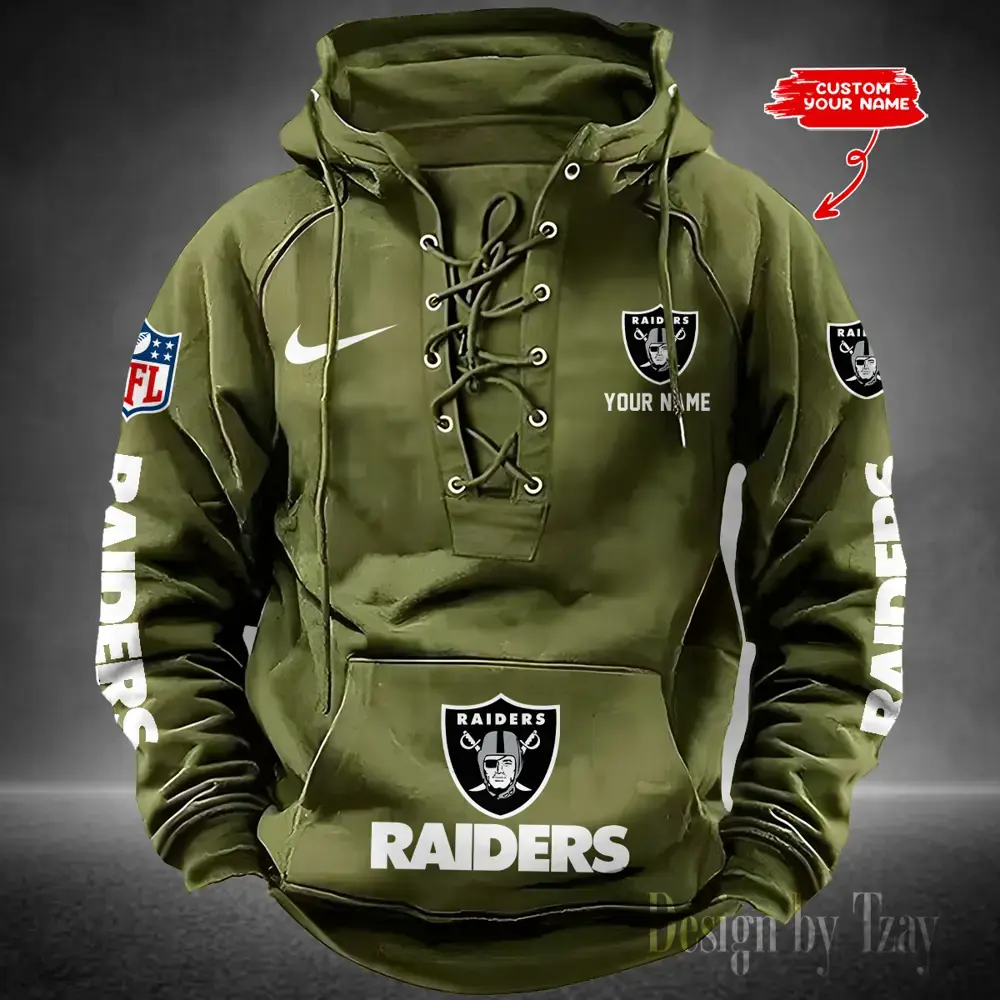 Las Vegas Raiders Men Hooded Lace up Hoodie