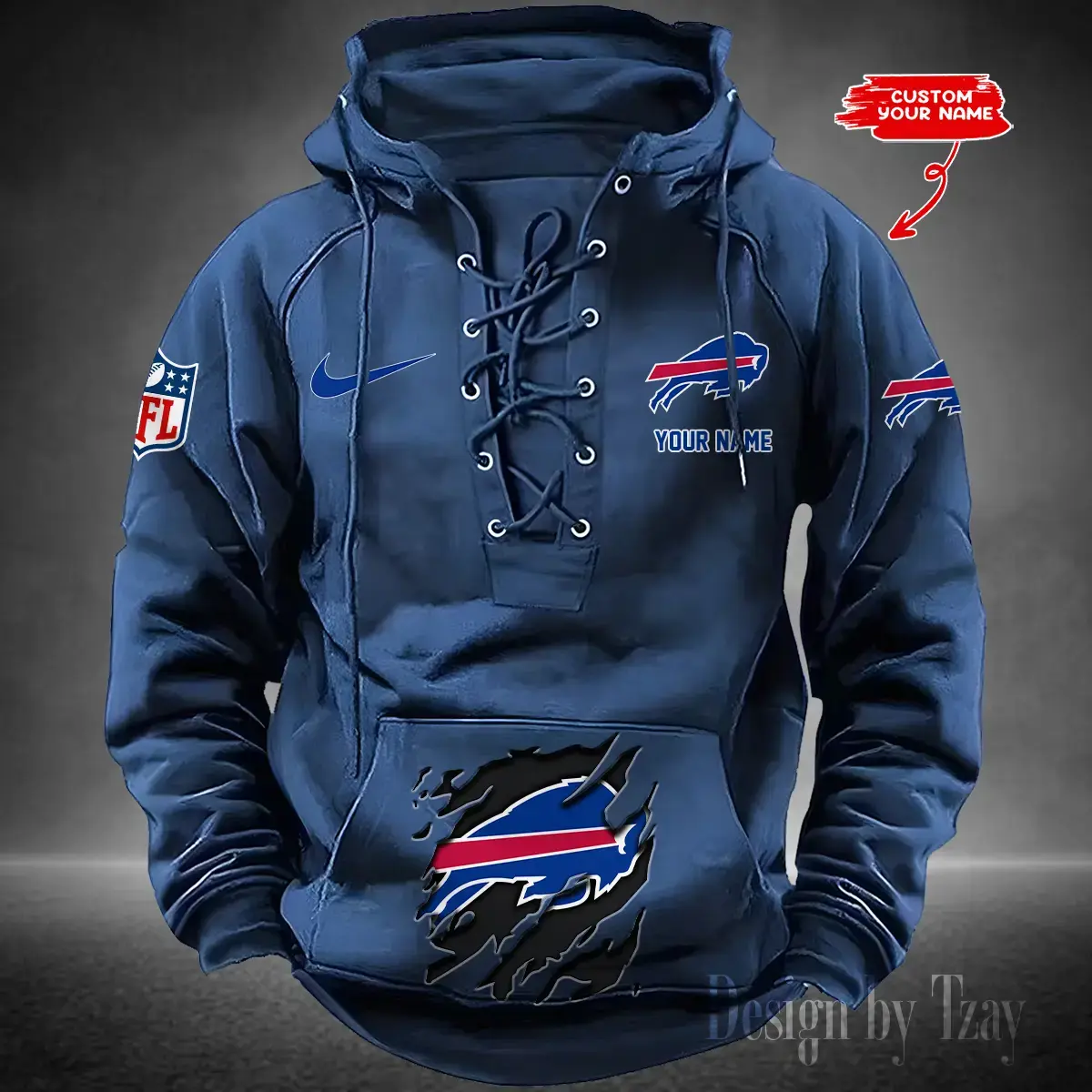 Buffalo Bills Men Hooded Lace up Hoodie