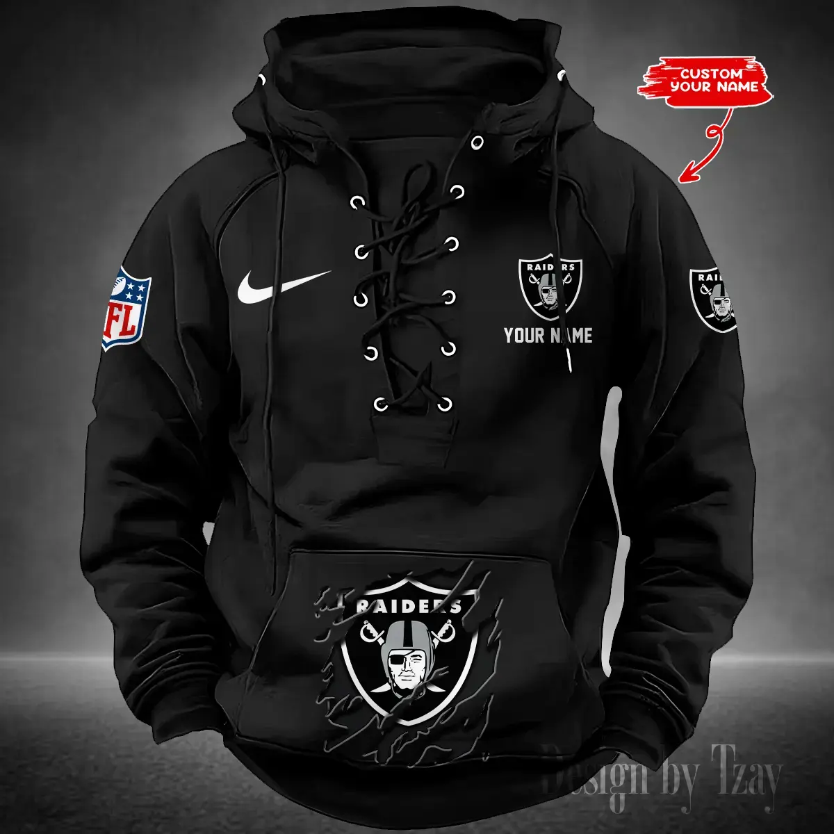 Las Vegas Raiders Men Hooded Lace up Hoodie