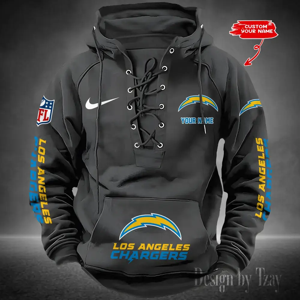Los Angeles Chargers Men Hooded Lace up Hoodie