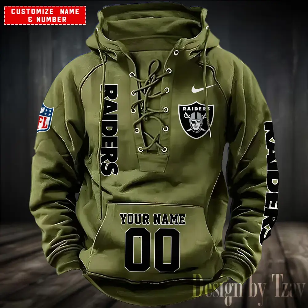 Las Vegas Raiders Men Hooded Lace up Hoodie