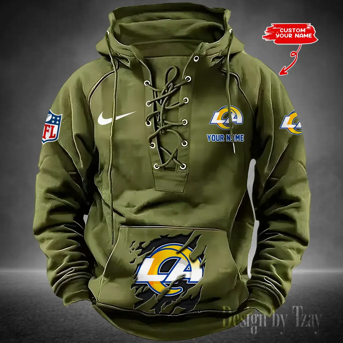 Los Angeles Rams Men Hooded Lace up Hoodie