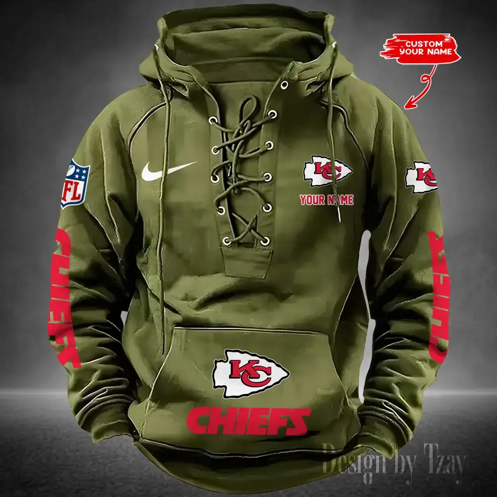 Kansas City Chiefs Men Hooded Lace up Hoodie