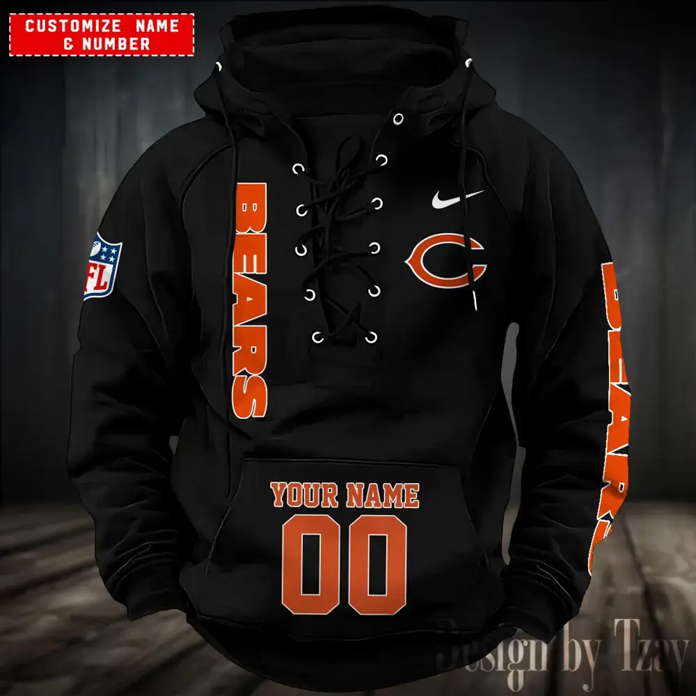 Chicago Bears Men Hooded Lace up Hoodie