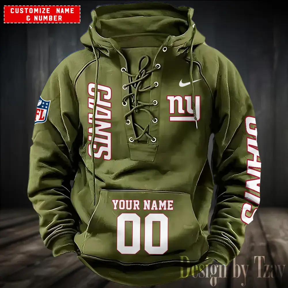New York Giants Men Hooded Lace up Hoodie