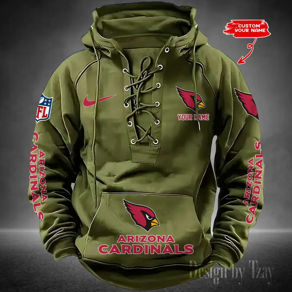 Arizona Cardinals Men Hooded Lace up Hoodie