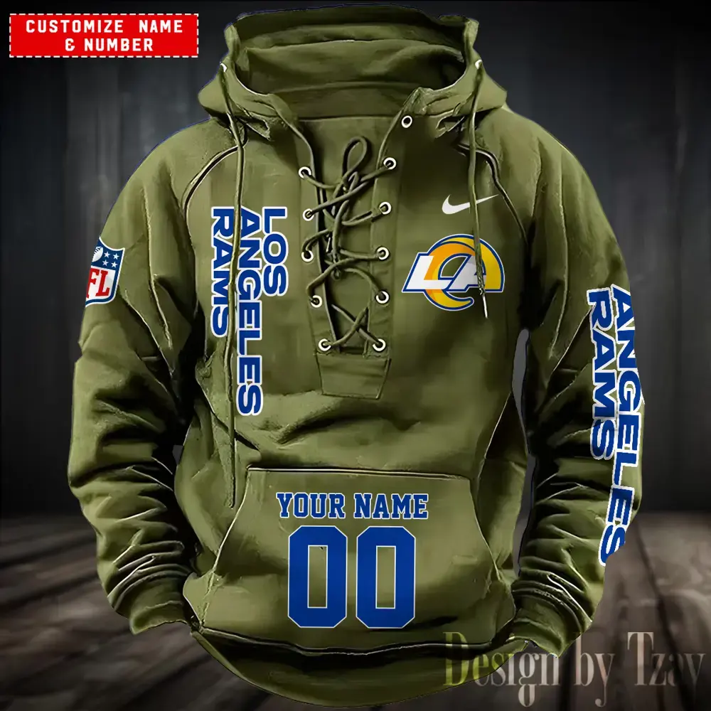 Los Angeles Rams Men Hooded Lace up Hoodie