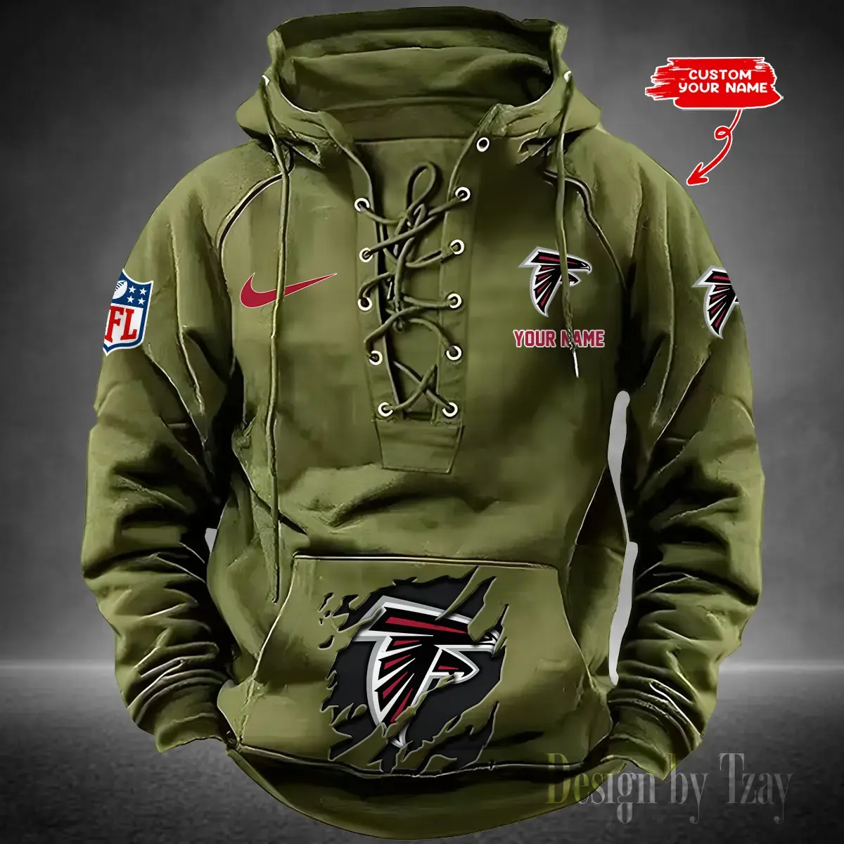 Atlanta Falcons Men Hooded Lace up Hoodie